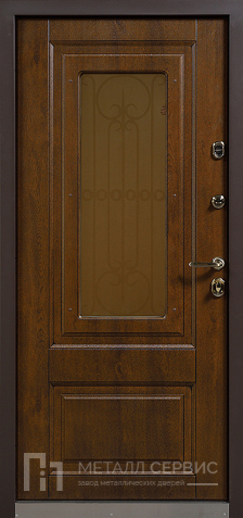 Дверь со стеклом и ковкой МДФ ПВХ №9