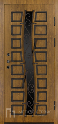Дверь со стеклом и ковкой МДФ Шпон №1